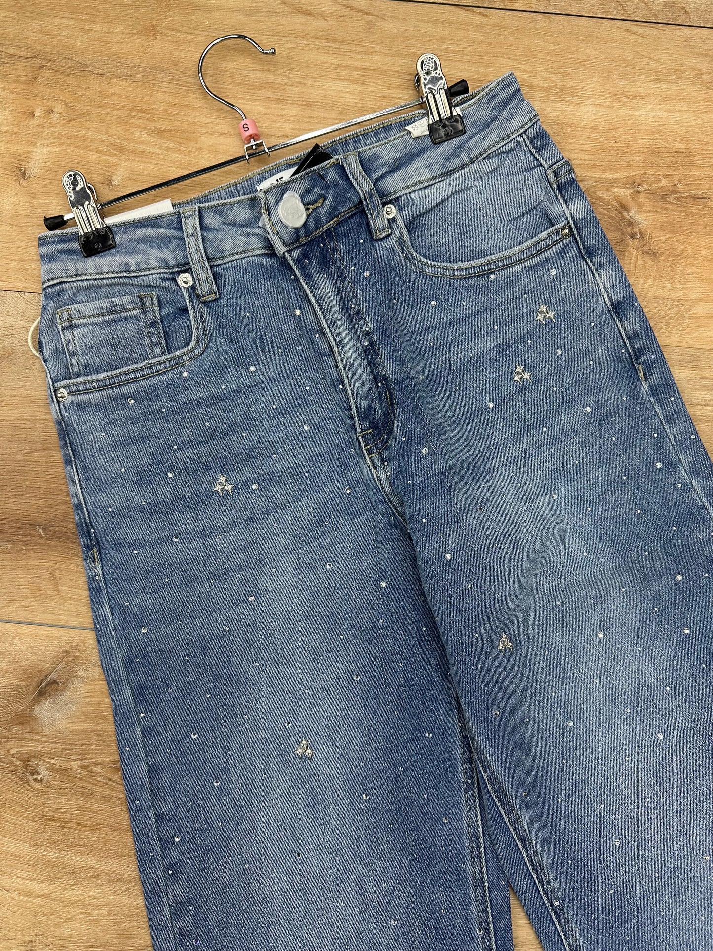 Blue denim pants with sparkles