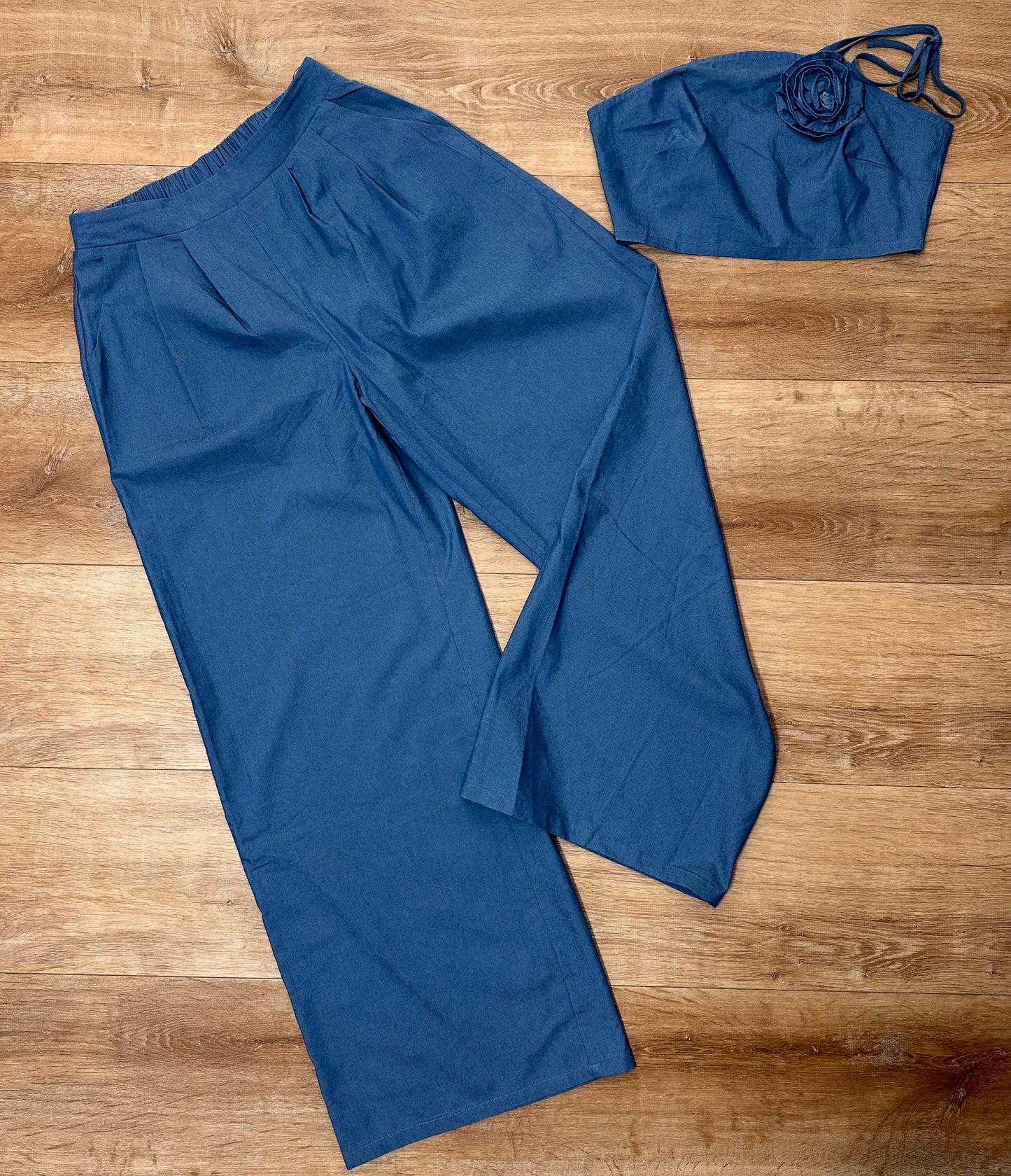 Set palazzo denim azul