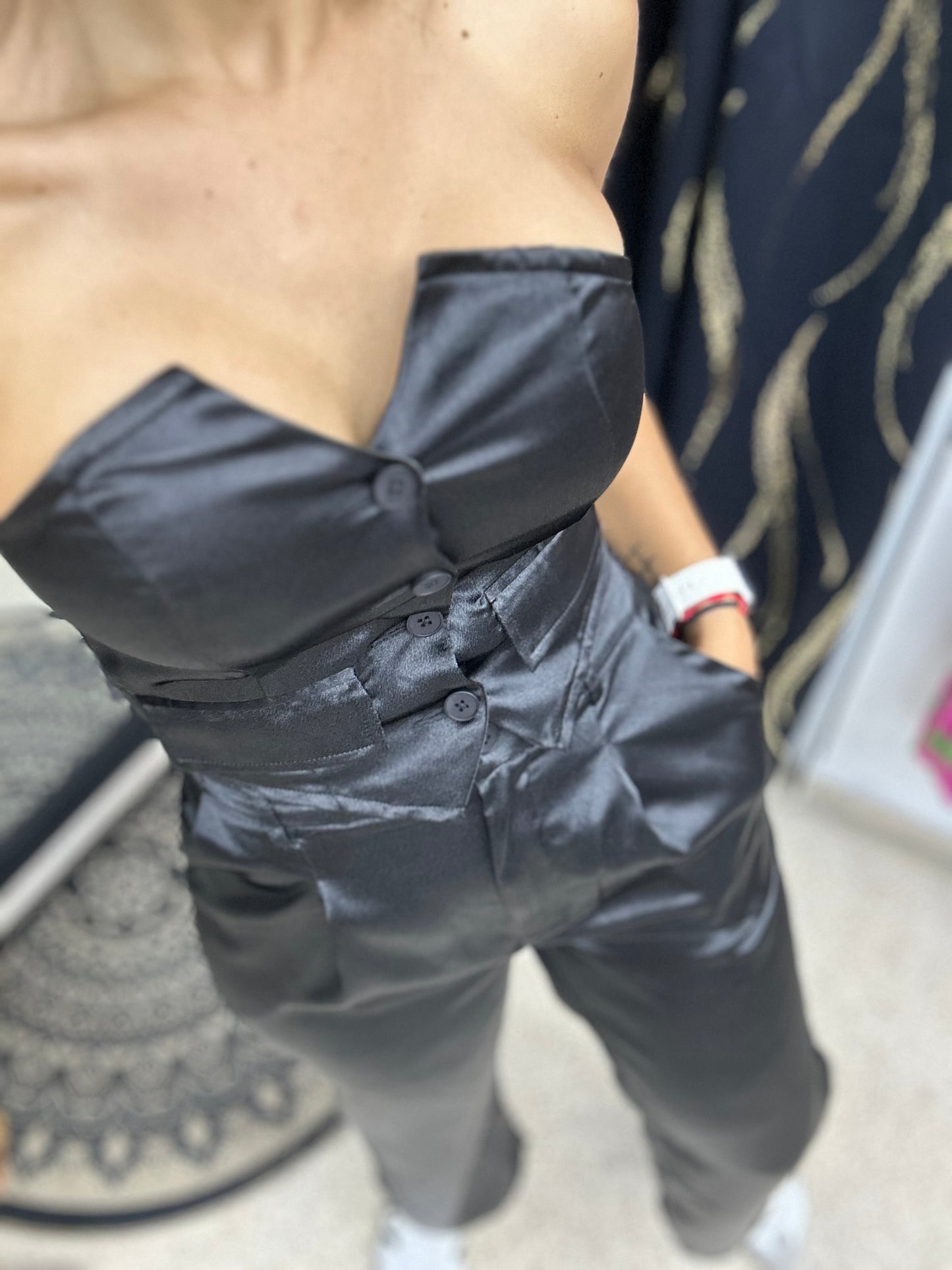 Hermoso set color negro satinado