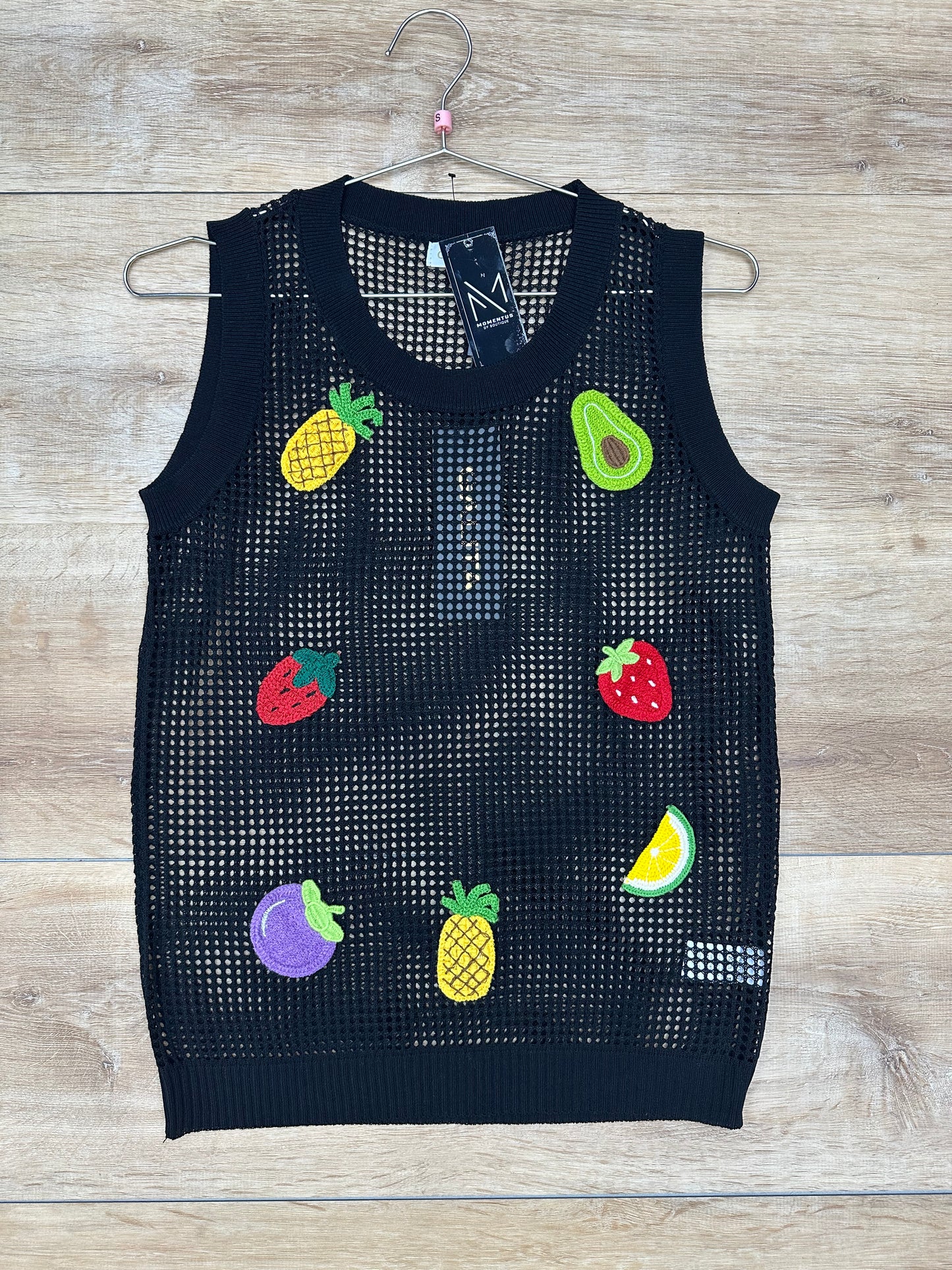 Black fruit blouse