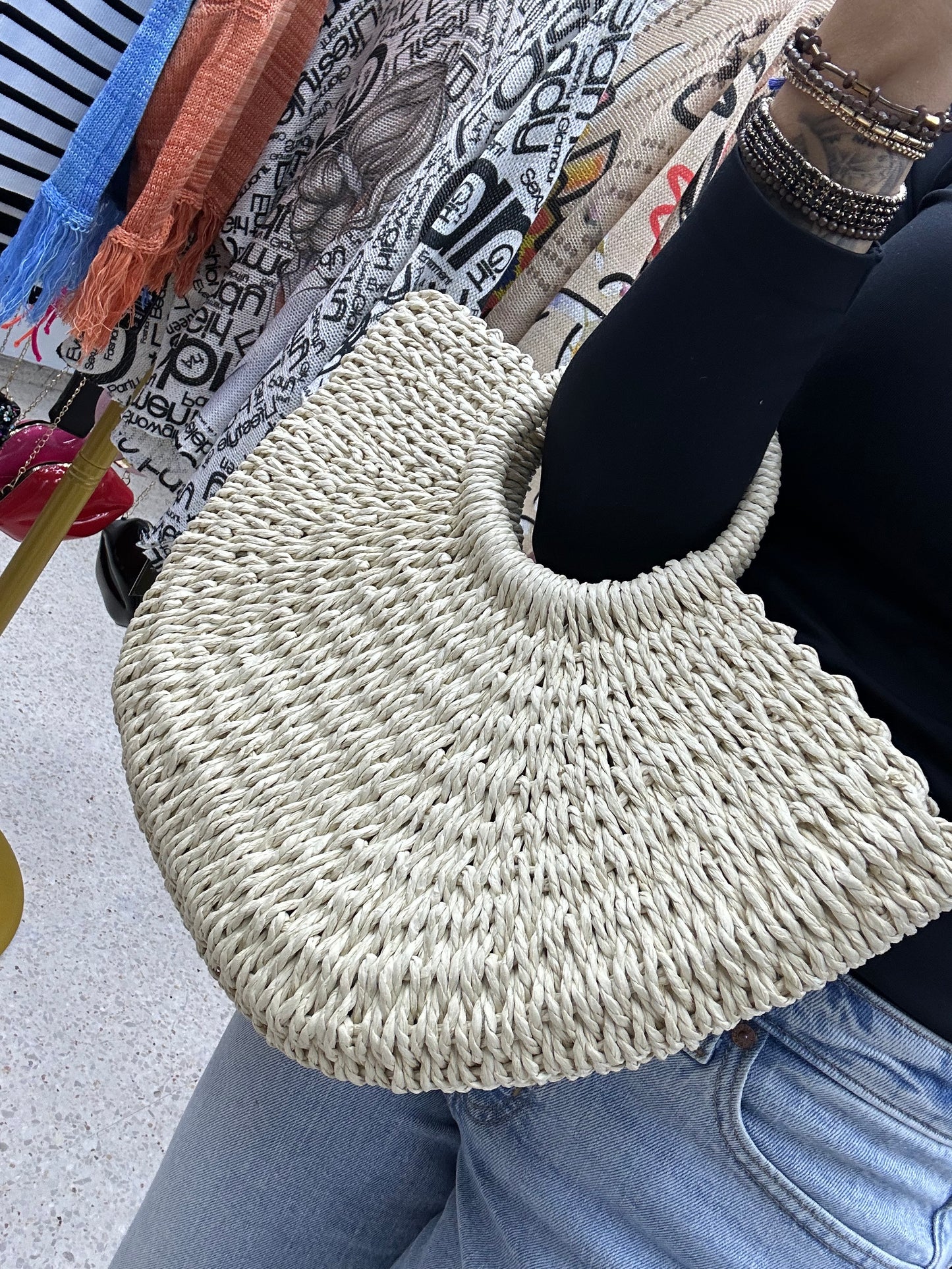 Beige boho bag