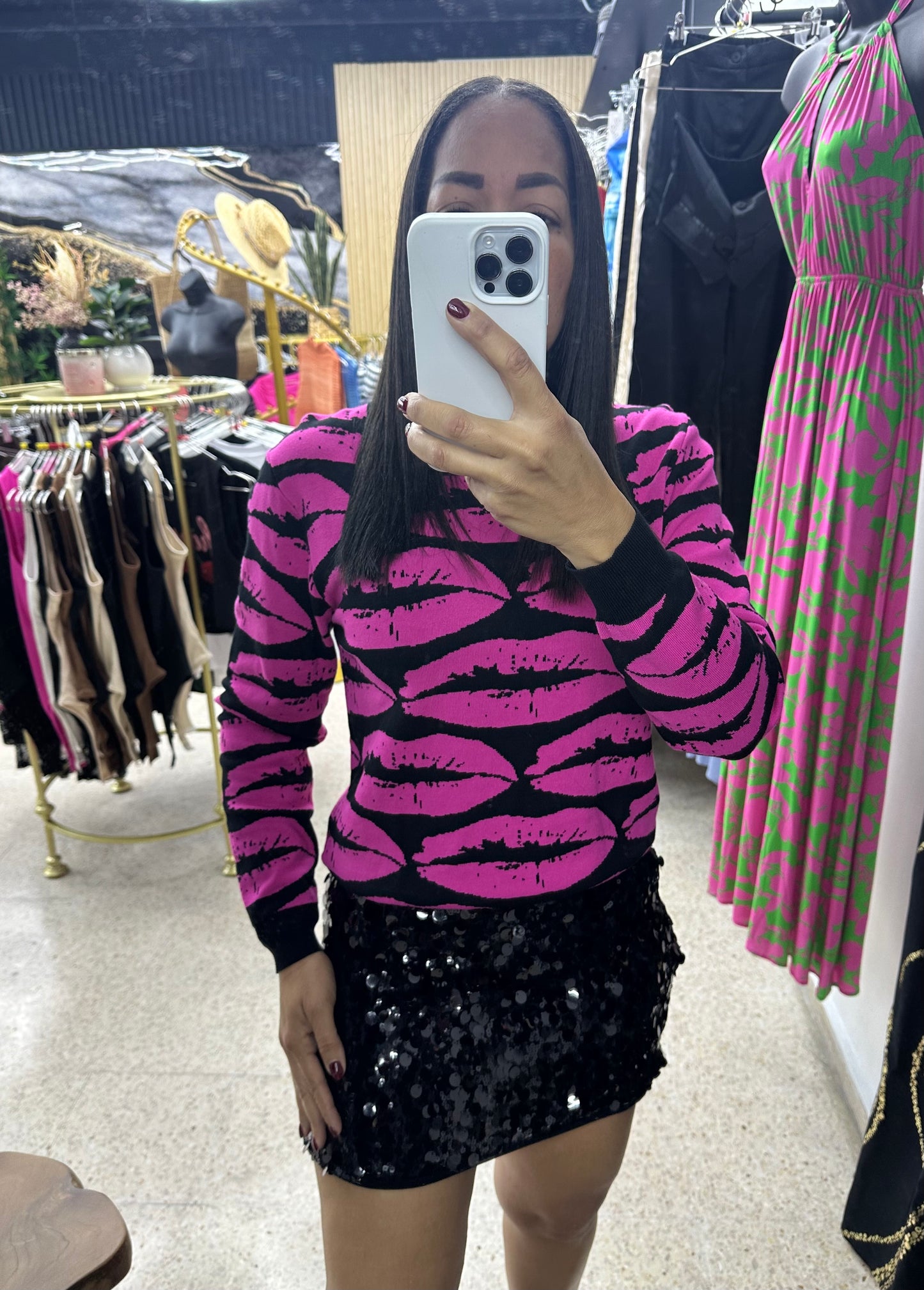 Blusa kiss black and pink