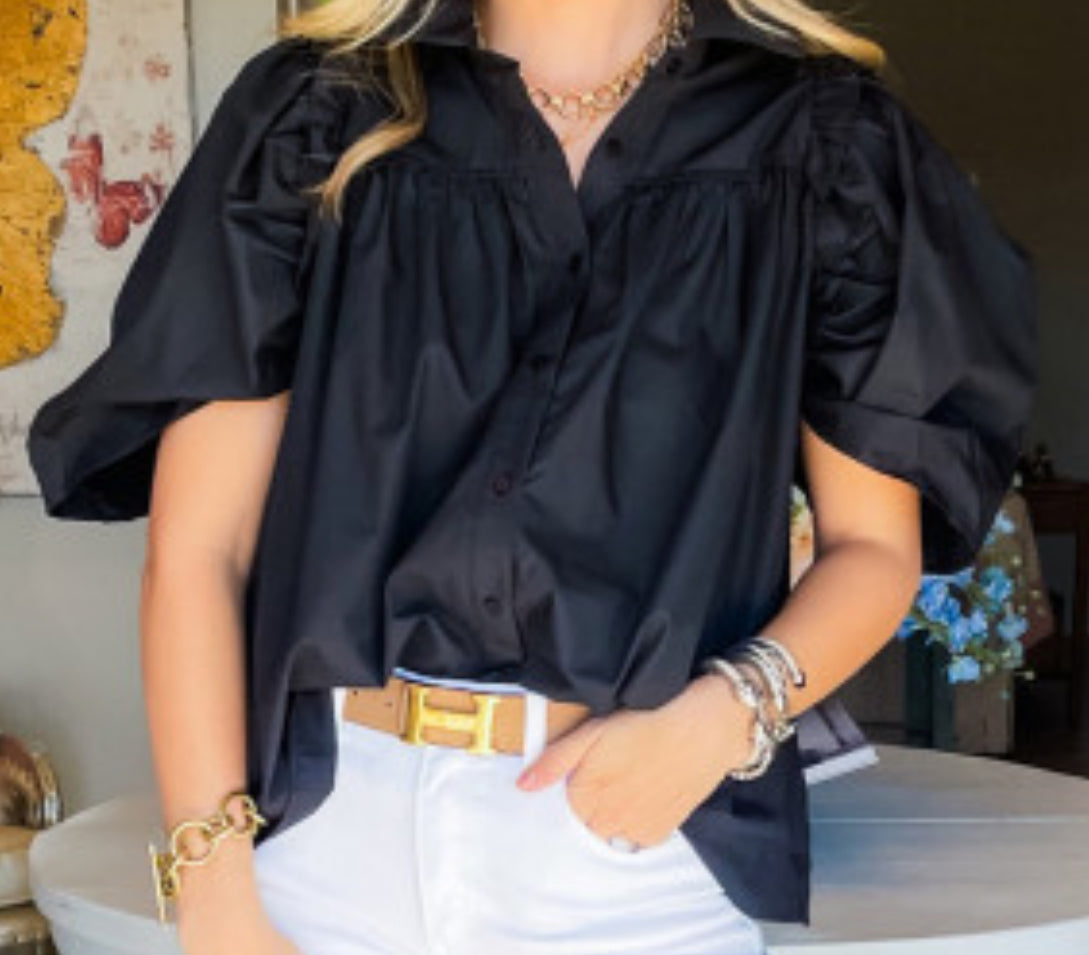 Blusa satinada negra