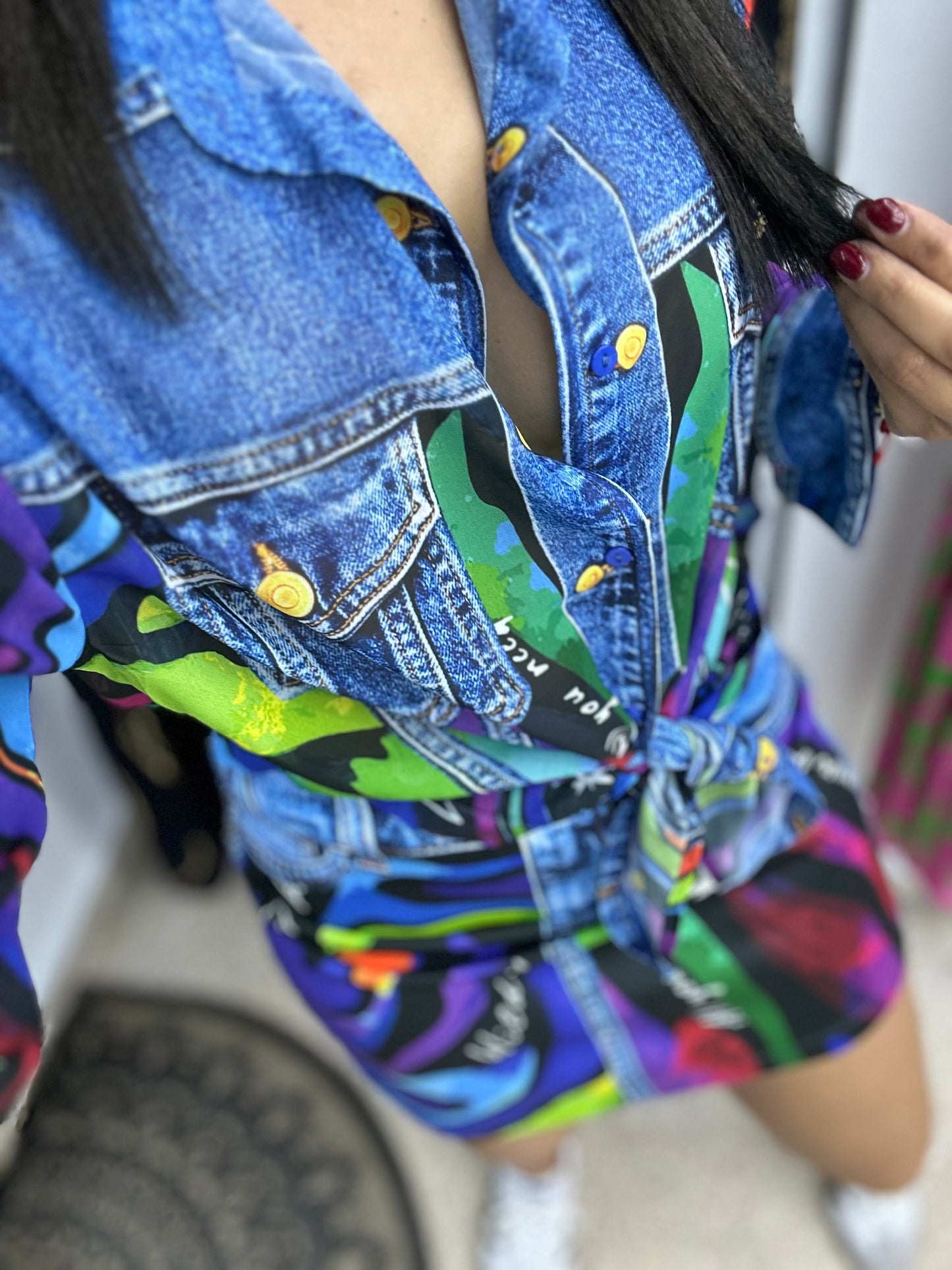 Blusa multicolor, manga largas
