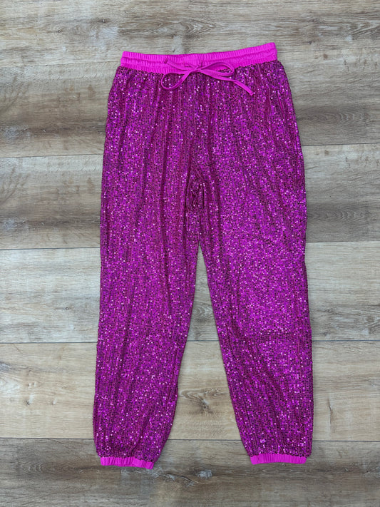 Pantalón jogger de brillo rosa