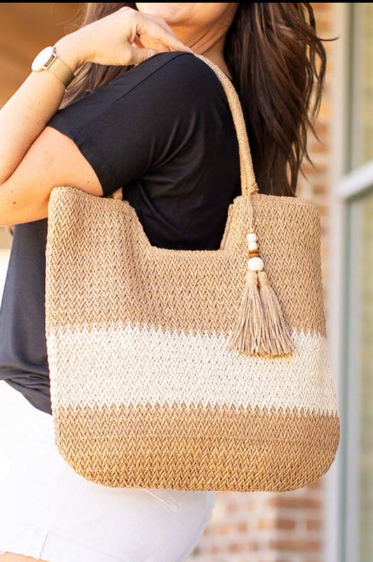 Cartera tejida beige