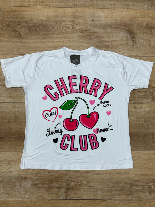 Tshirt blanca overzide blanca cherry club